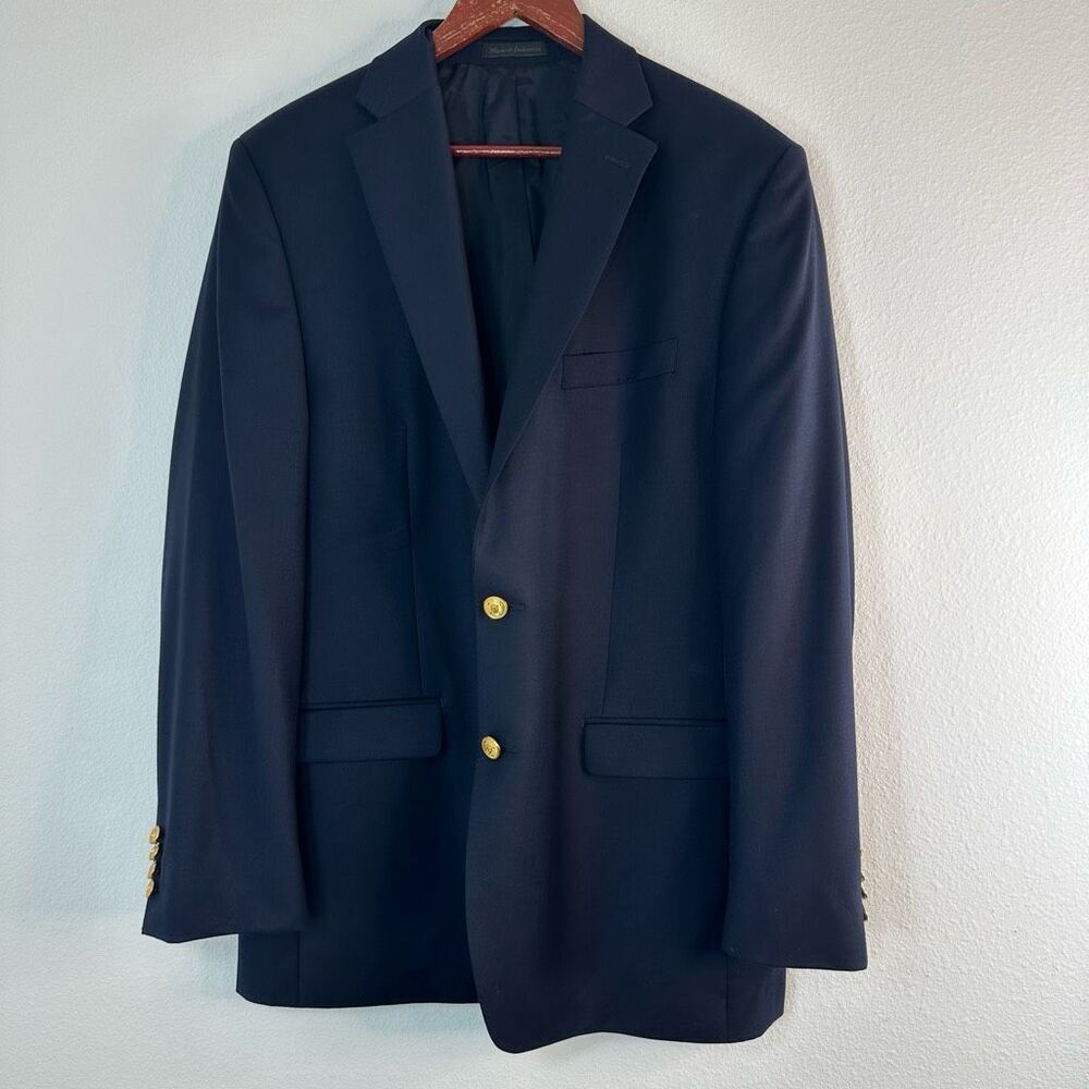 Lauren Ralph Lauren 100% Wool Blazer Jacket Men’s 42L Navy Blue w Gold Buttons